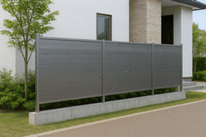 プライバシー確保用ルーバーフェンス|住宅周囲の境界設置例